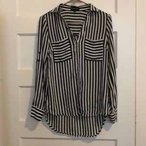 Black and white stripe blouse